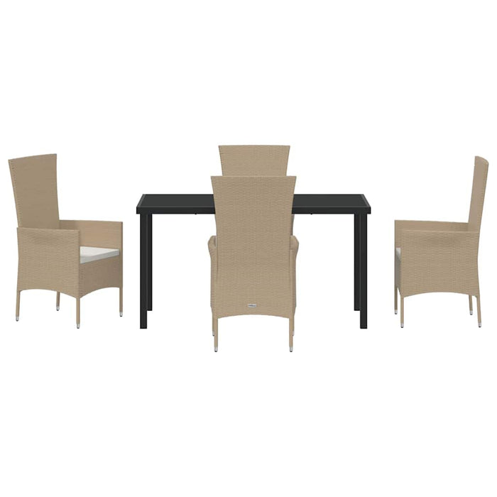 Set de Masă pentru Grădină 5 pcs Bej Negru 140 x 70 x 73 cm - WALTI WALTI