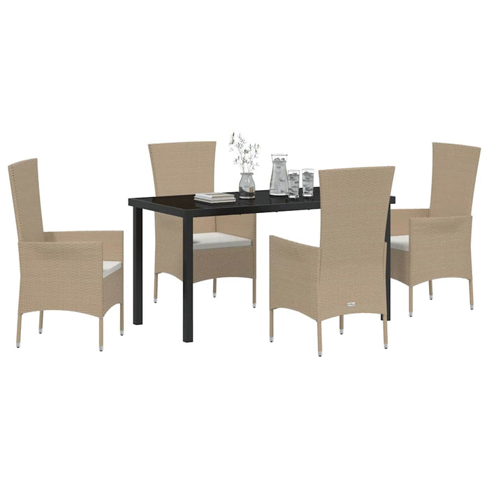 Set de Masă pentru Grădină 5 pcs Bej Negru 140 x 70 x 73 cm - WALTI WALTI