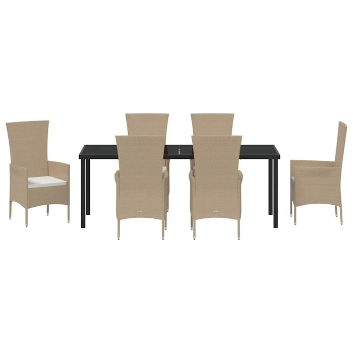 Set de masă pentru grădină cu pernă 7 pcs Bej poliratan - WALTI WALTI