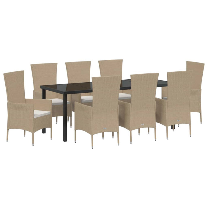 Set de masă pentru grădină cu pernă 9 pcs Bej poliratan - WALTI WALTI
