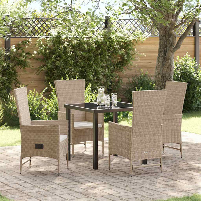 Set de Scaune de Exterior cu pernă 5 pcs Bej 80 x 80 x 73 cm - WALTI WALTI