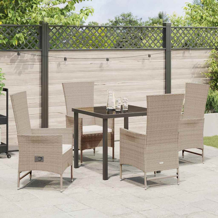 Set de Scaune de Exterior cu pernă 5 pcs Bej 80 x 80 x 73 cm - WALTI WALTI