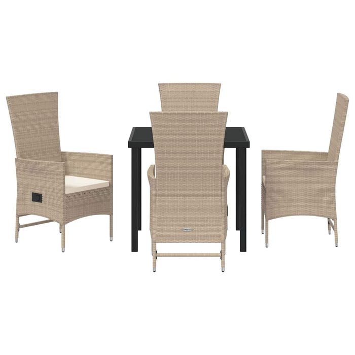Set de Scaune de Exterior cu pernă 5 pcs Bej 80 x 80 x 73 cm - WALTI WALTI
