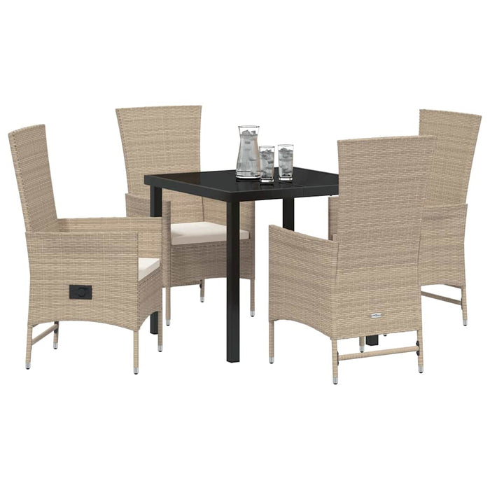 Set de Scaune de Exterior cu pernă 5 pcs Bej 80 x 80 x 73 cm - WALTI WALTI
