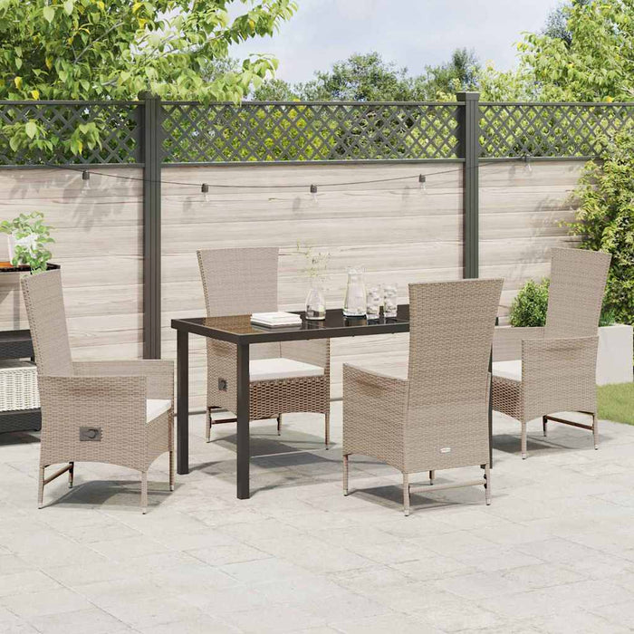 Set de scaune de exterior cu pernă 5 pcs Beige, Alb crem - WALTI WALTI