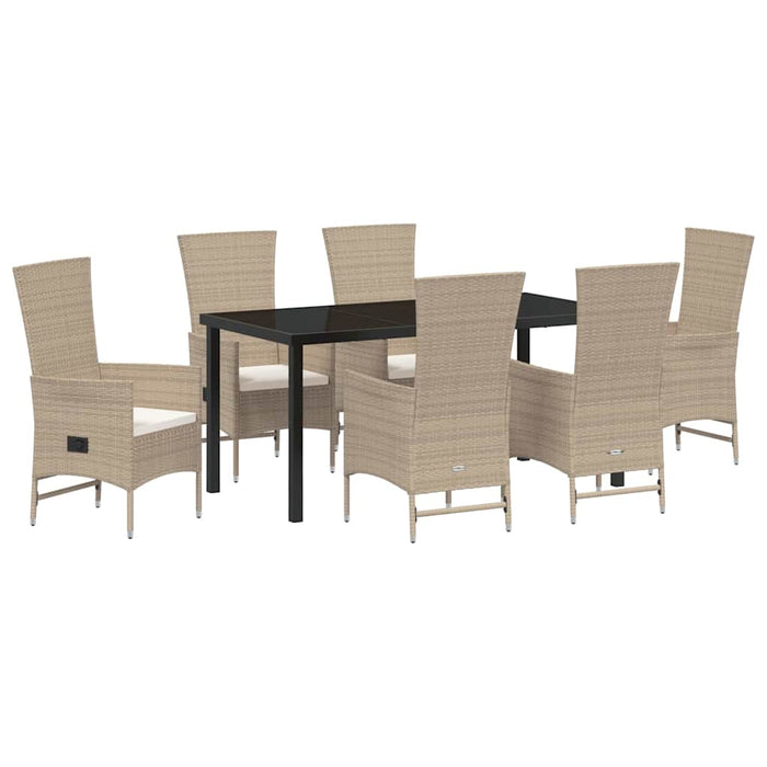 Set de masă pentru grădină cu pernă 7 pcs Bej poliratan - WALTI WALTI