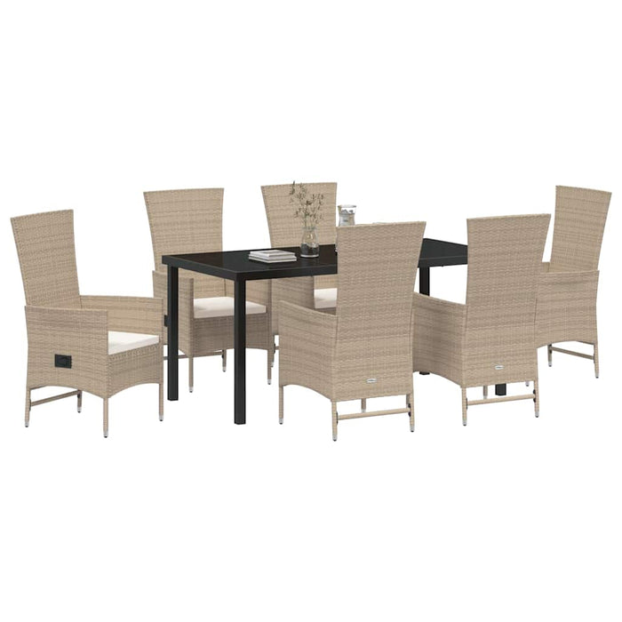 Set de masă pentru grădină cu pernă 7 pcs Bej poliratan - WALTI WALTI