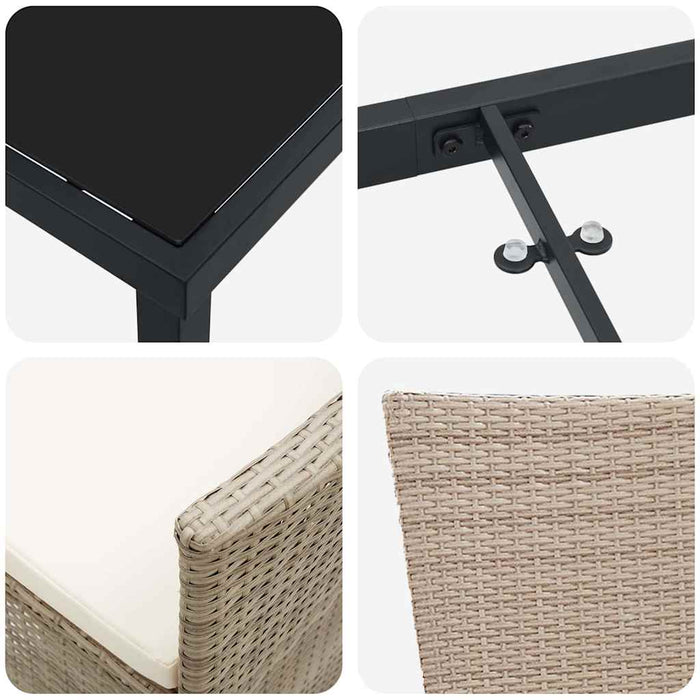 Set de masă pentru grădină cu pernă 7 pcs Bej poliratan - WALTI WALTI