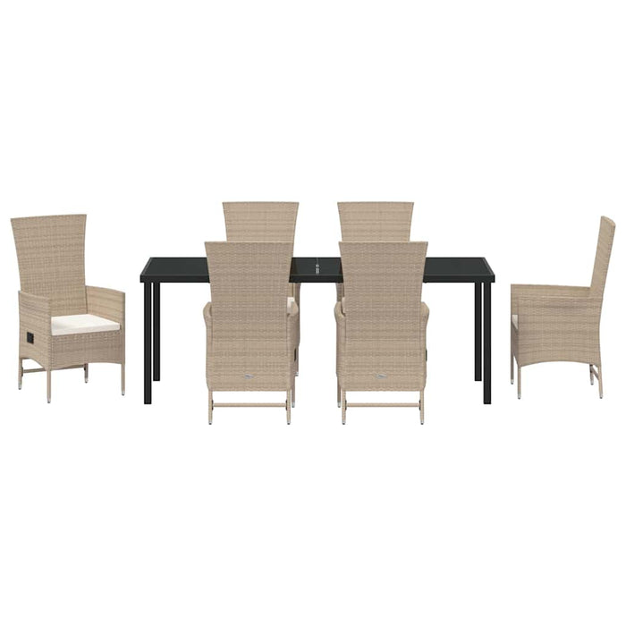 Set de masă pentru grădină cu pernă 7 pcs Bej poliratan - WALTI WALTI