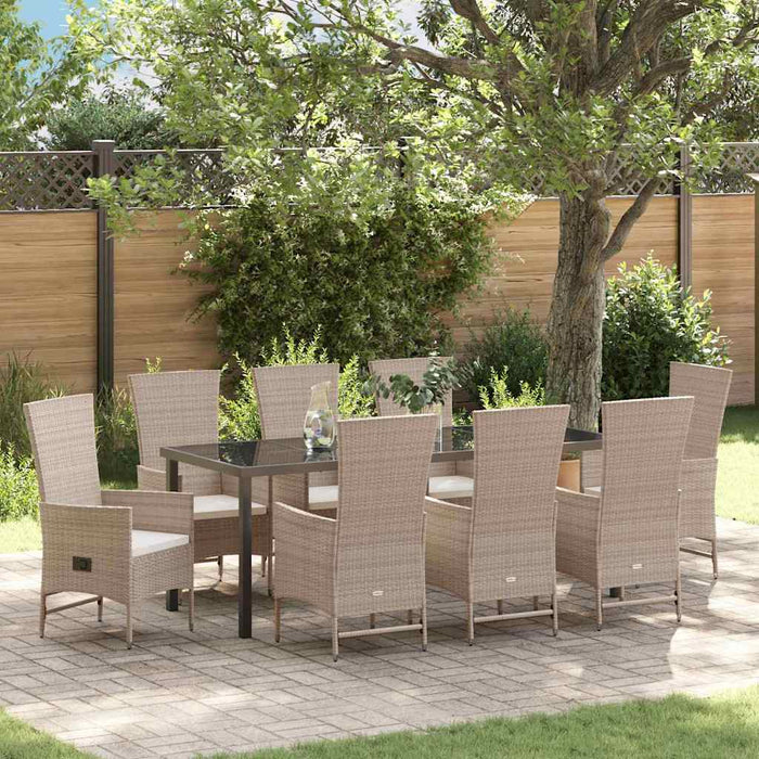 Set de masă pentru grădină cu pernă 9 pcs Bej poliratan - WALTI WALTI