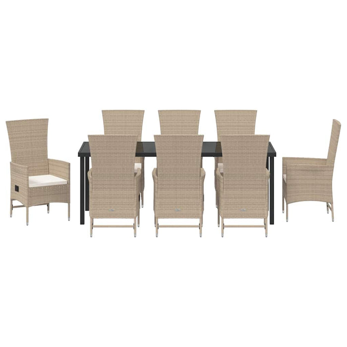 Set de masă pentru grădină cu pernă 9 pcs Bej poliratan - WALTI WALTI