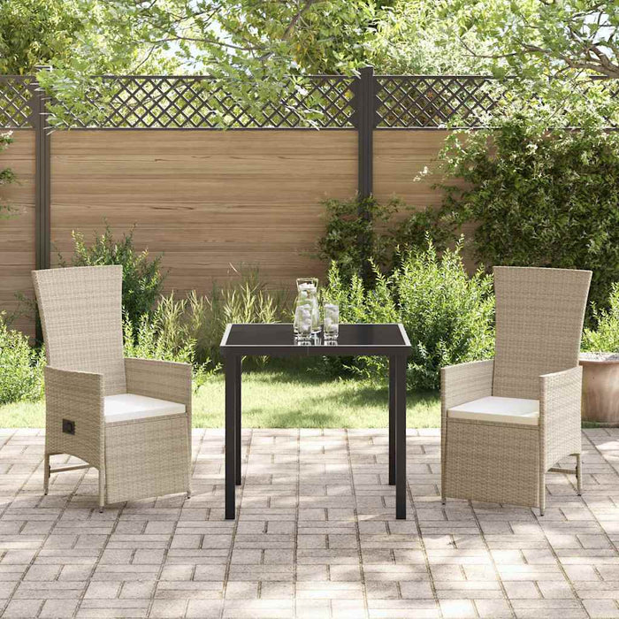 Set de scaune de grădină reclinabile cu pernă 3 pcs Bej Crem - WALTI WALTI