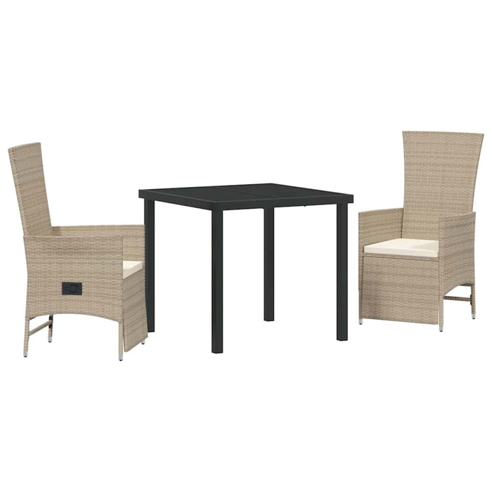 Set de scaune de grădină reclinabile cu pernă 3 pcs Bej Crem - WALTI WALTI