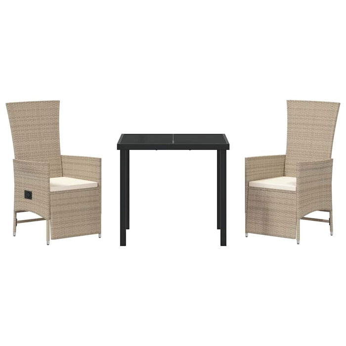Set de scaune de grădină reclinabile cu pernă 3 pcs Bej Crem - WALTI WALTI