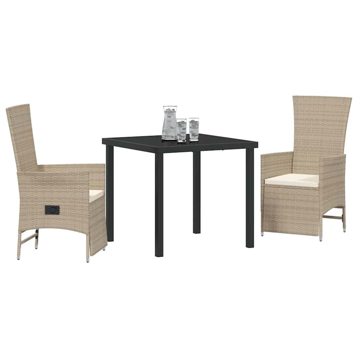 Set de scaune de grădină reclinabile cu pernă 3 pcs Bej Crem - WALTI WALTI