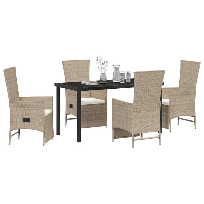 Set de scaune de grădină reclinabile 5 pcs Bej 140 x 70 x 73 cm - WALTI WALTI