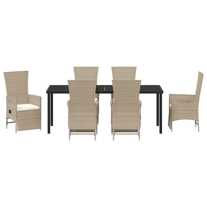 Set de masă pentru grădină cu pernă 7 pcs Bej poliratan - WALTI WALTI