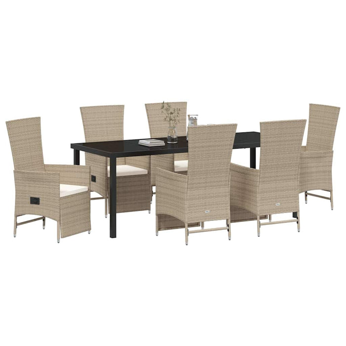 Set de masă pentru grădină cu pernă 7 pcs Bej poliratan - WALTI WALTI