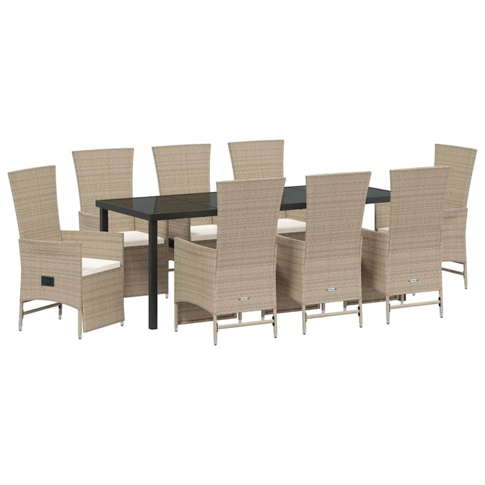 Set de masă pentru grădină cu pernă 9 pcs Bej poliratan - WALTI WALTI
