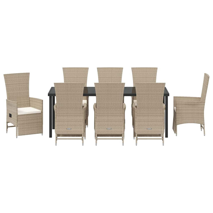 Set de masă pentru grădină cu pernă 9 pcs Bej poliratan - WALTI WALTI