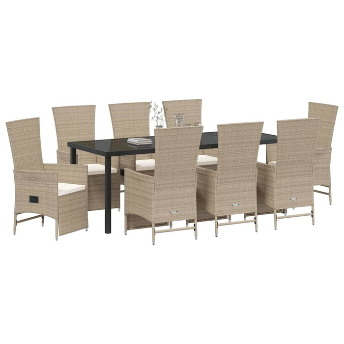 Set de masă pentru grădină cu pernă 9 pcs Bej poliratan - WALTI WALTI