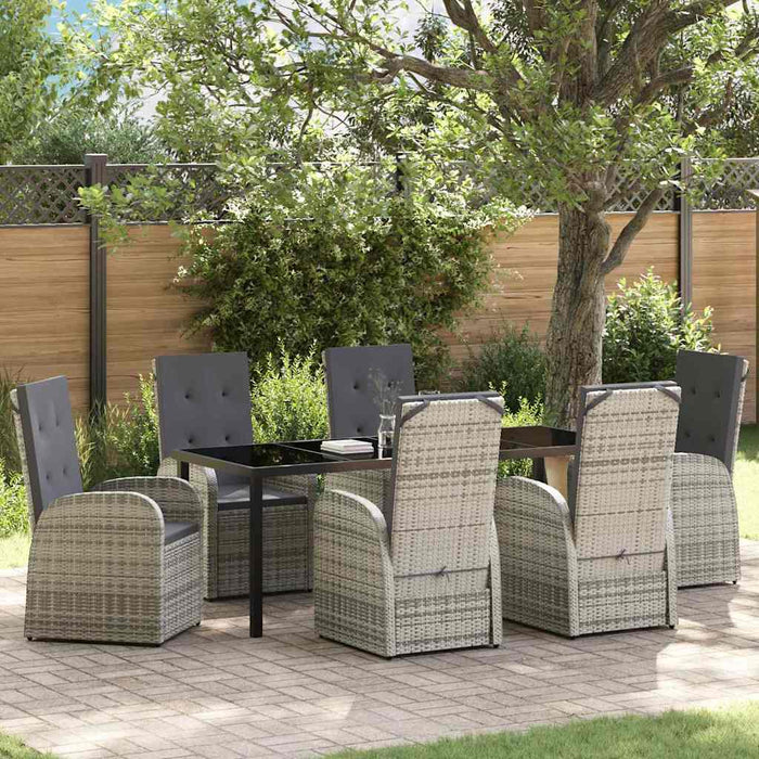 Set de masă pentru grădină cu pernă 7 pcs Gri poliratan - WALTI WALTI