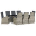 Set de masă pentru grădină cu pernă 9 pcs Gri poliratan - WALTI WALTI