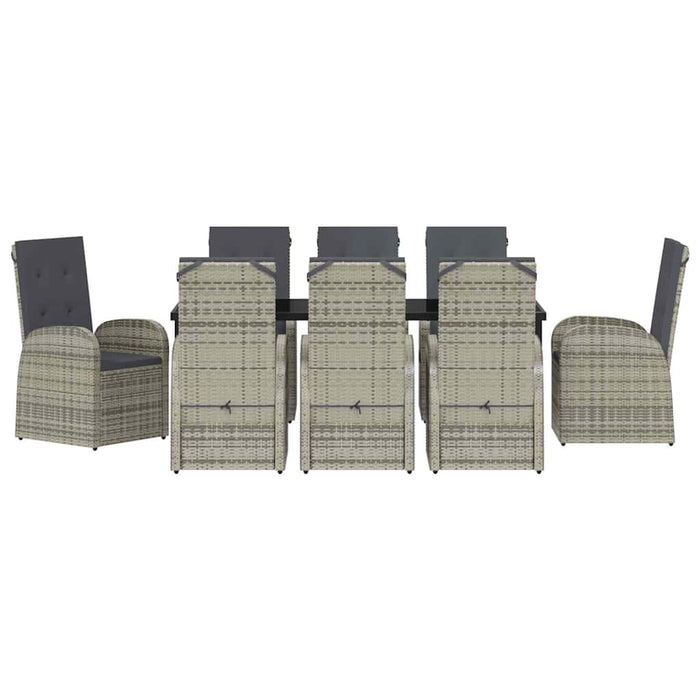 Set de masă pentru grădină cu pernă 9 pcs Gri poliratan - WALTI WALTI