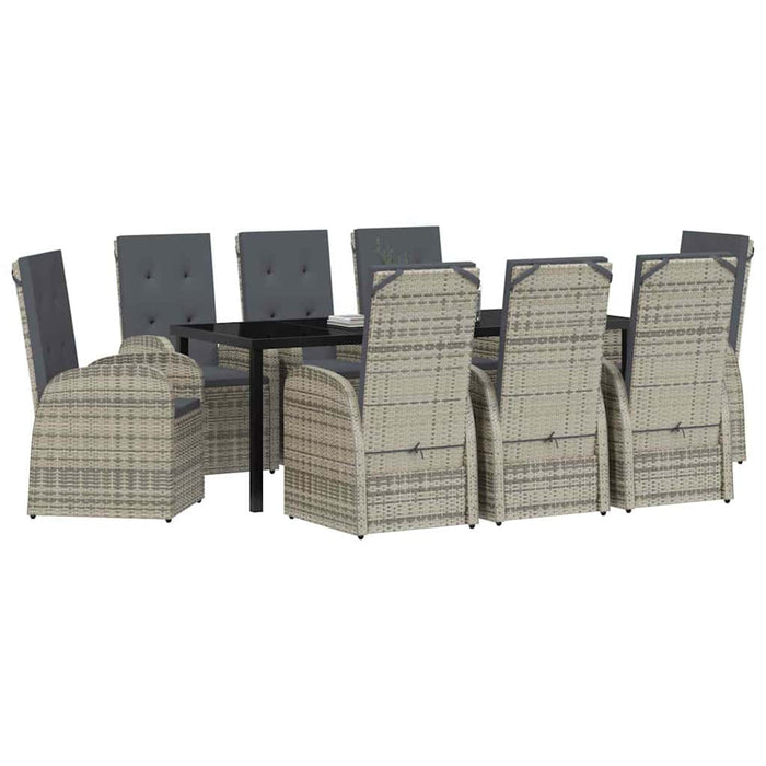 Set de masă pentru grădină cu pernă 9 pcs Gri poliratan - WALTI WALTI