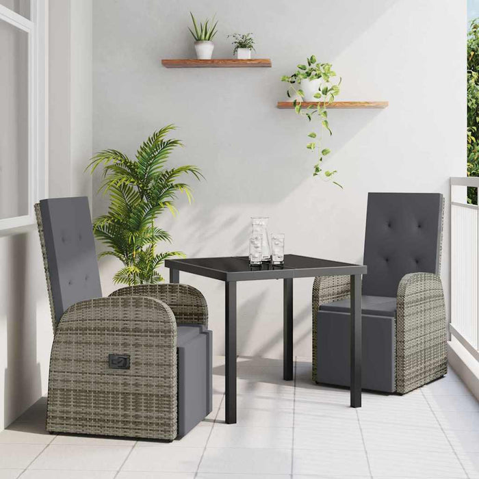 Set de Dining pentru Grădină 3 pcs Gri 80 x 80 x 73 cm ratan PE - WALTI WALTI