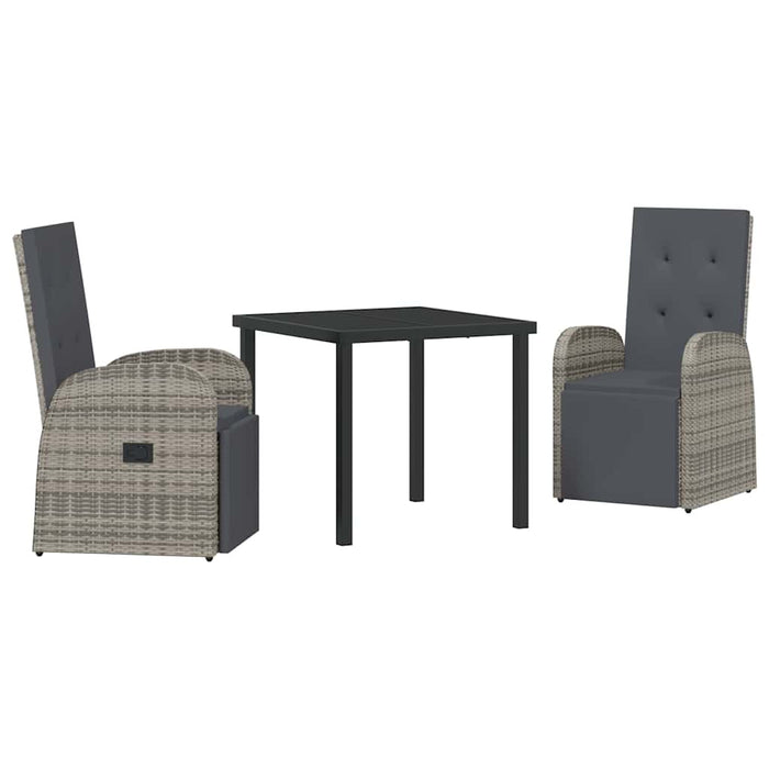 Set de Dining pentru Grădină 3 pcs Gri 80 x 80 x 73 cm ratan PE - WALTI WALTI