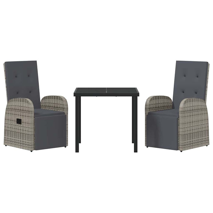Set de Dining pentru Grădină 3 pcs Gri 80 x 80 x 73 cm ratan PE - WALTI WALTI
