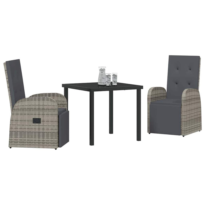 Set de Dining pentru Grădină 3 pcs Gri 80 x 80 x 73 cm ratan PE - WALTI WALTI
