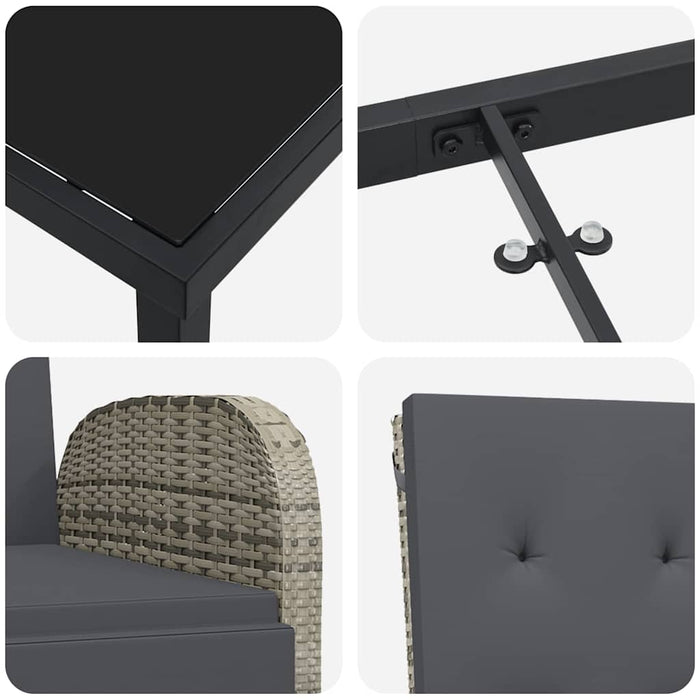 Set Masă Grădină cu pernă 5 pcs Gri 80 x 80 x 73 cm - WALTI WALTI