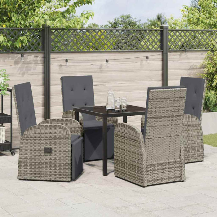 Set Masă Grădină cu pernă 5 pcs Gri 80 x 80 x 73 cm - WALTI WALTI