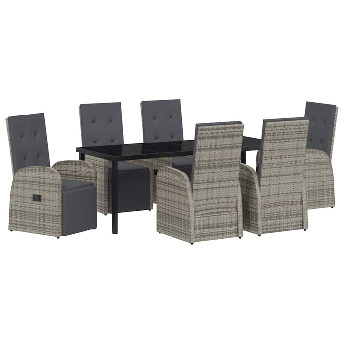 Set de masă pentru grădină cu pernă 7 pcs Gri poliratan - WALTI WALTI