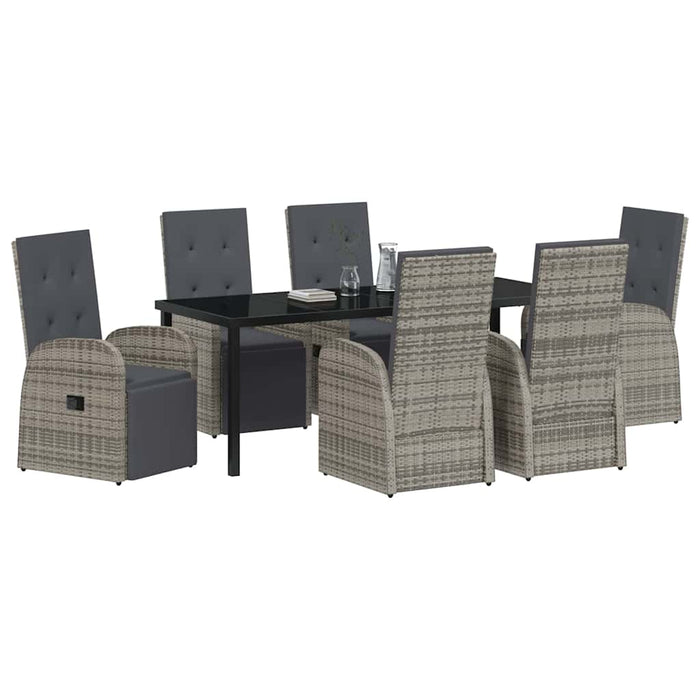 Set de masă pentru grădină cu pernă 7 pcs Gri poliratan - WALTI WALTI