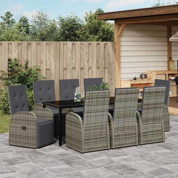 Set de masă pentru grădină cu pernă 9 pcs Gri poliratan - WALTI WALTI