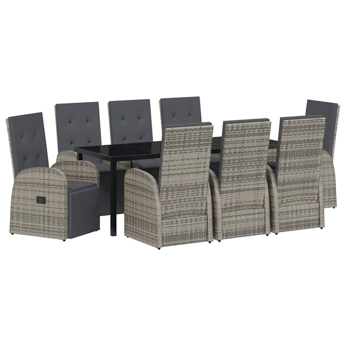 Set de masă pentru grădină cu pernă 9 pcs Gri poliratan - WALTI WALTI