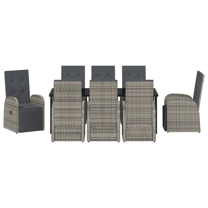 Set de masă pentru grădină cu pernă 9 pcs Gri poliratan - WALTI WALTI