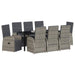 Set de masă pentru grădină cu pernă 9 pcs Gri poliratan - WALTI WALTI