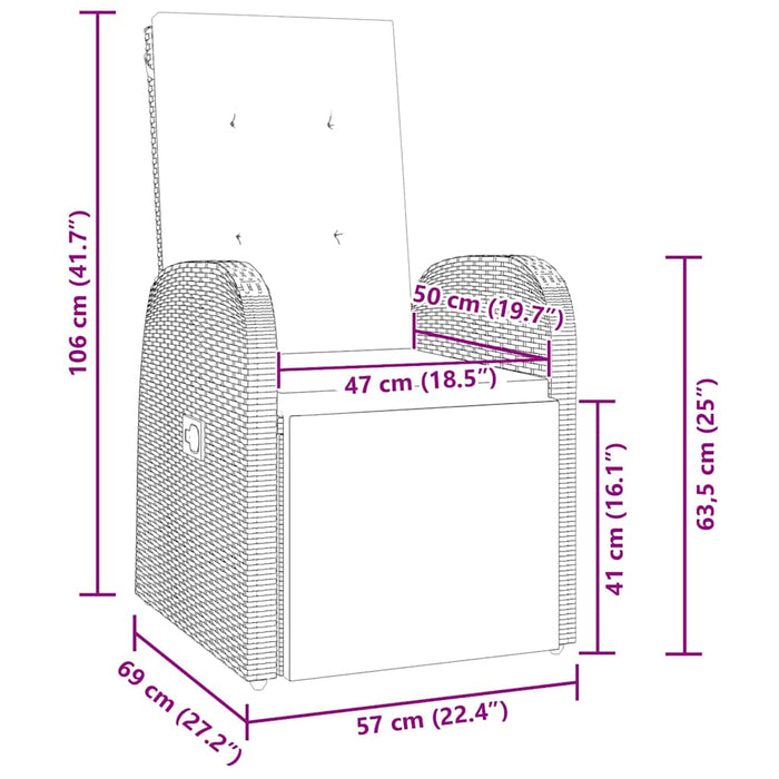 Set de masă pentru grădină cu pernă 9 pcs Gri poliratan - WALTI WALTI