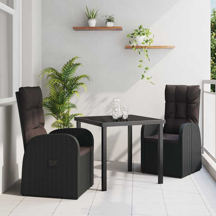 Scaune de grădină înclinabile 3 pcs Negru 80 x 80 x 73 cm - WALTI WALTI
