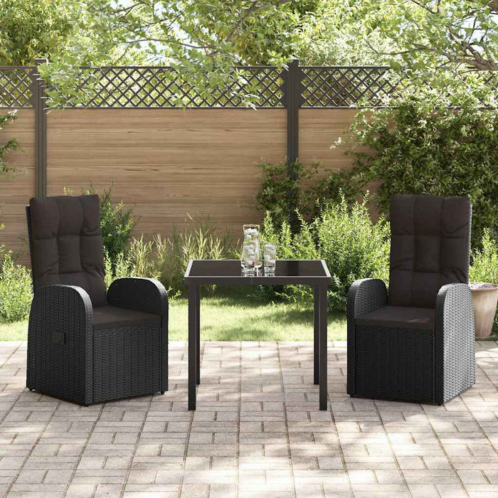 Scaune de grădină înclinabile 3 pcs Negru 80 x 80 x 73 cm - WALTI WALTI