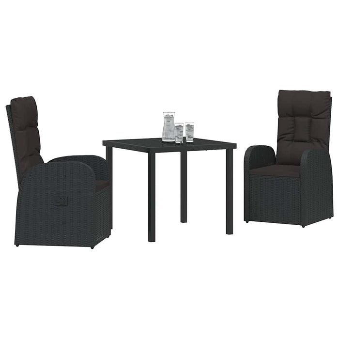 Scaune de grădină înclinabile 3 pcs Negru 80 x 80 x 73 cm - WALTI WALTI