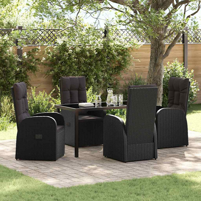 Scaune de grădină reclinabile 5 pcs Negru 140 x 70 x 73 cm - WALTI WALTI