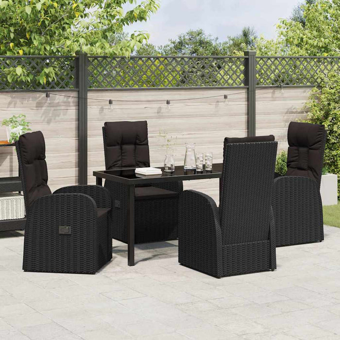 Scaune de grădină reclinabile 5 pcs Negru 140 x 70 x 73 cm - WALTI WALTI