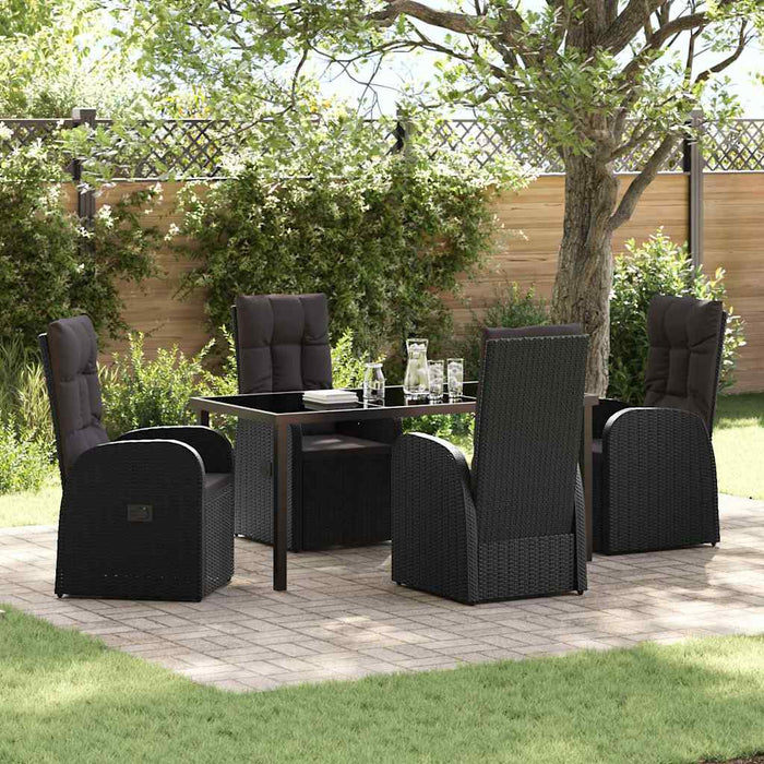 Set de masă pentru grădină cu pernă 5 pcs Negru poliratan - WALTI WALTI