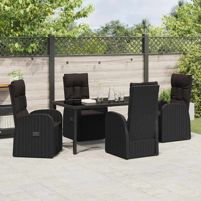 Set de masă pentru grădină cu pernă 5 pcs Negru poliratan - WALTI WALTI