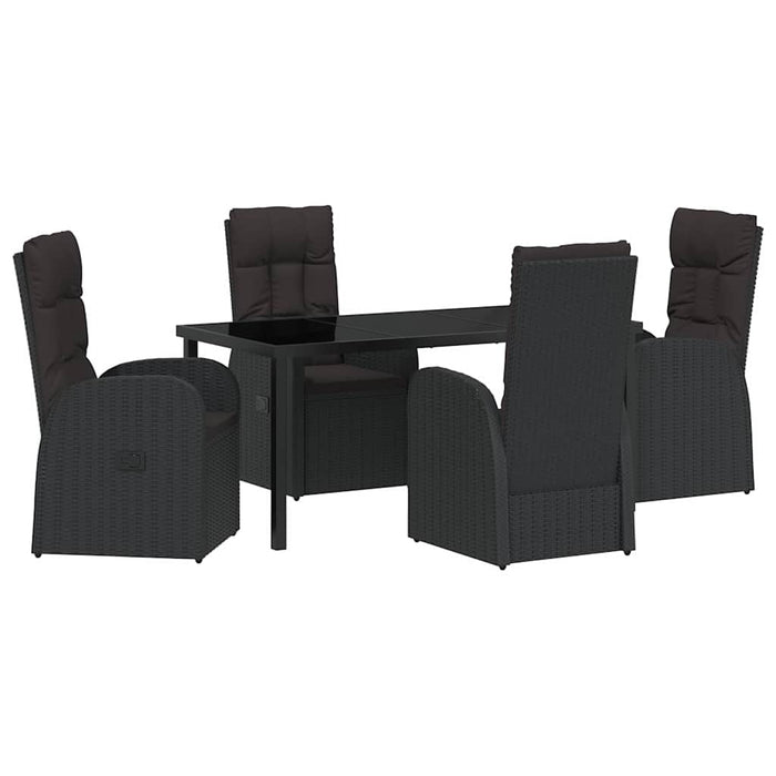 Set de masă pentru grădină cu pernă 5 pcs Negru poliratan - WALTI WALTI